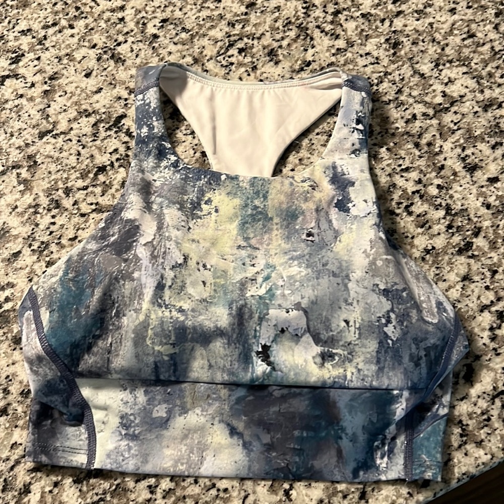 NWOT Zella cropped tie dye blue sports bra small